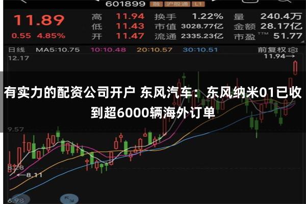 有实力的配资公司开户 东风汽车：东风纳米01已收到超6000辆海外订单